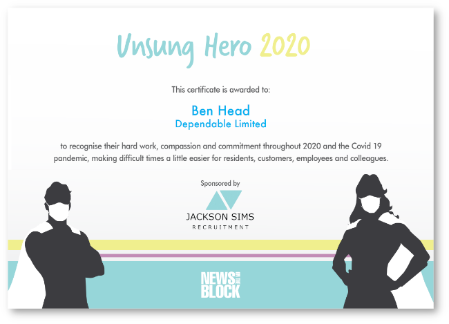 Unsung hero certificate