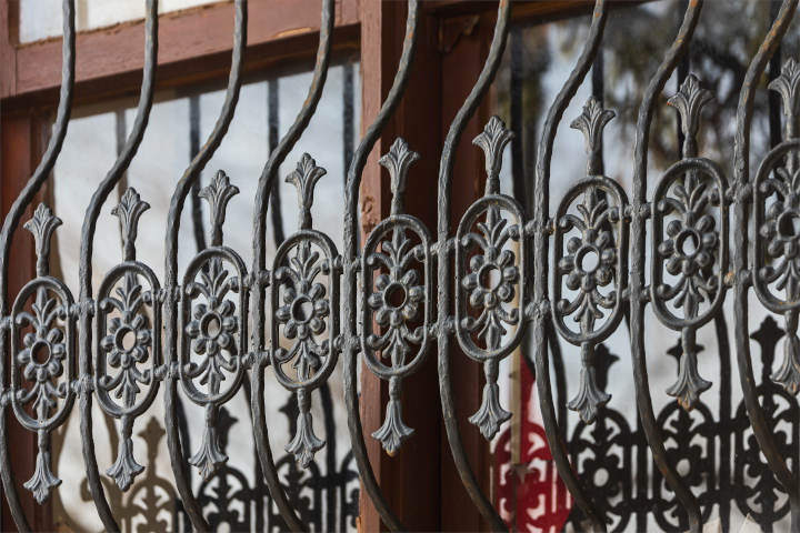 black fence in city